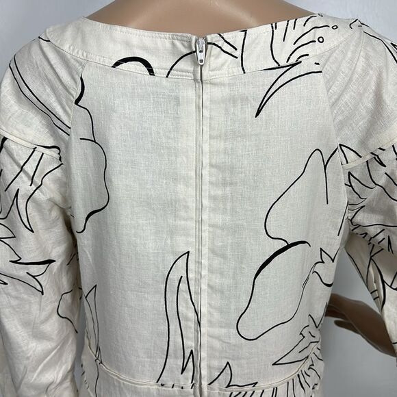 Banana Republic Linen Blend Mini Dress Stone Washed Tropical Print Size 8 - Picture 11 of 11